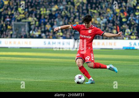 Brondby, Dänemark. 13. März 2022. Eric Kahl (19) von Aarhus GF gesehen während des Superliga-Spiels 3F zwischen Broendby IF und Aarhus GF im Brondby Stadium. (Foto: Gonzales Photo/Alamy Live News Stockfoto