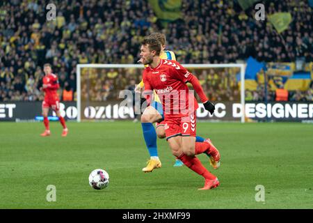 Brondby, Dänemark. 13. März 2022. Patrick Mortensen (9) von Aarhus GF beim Superliga-Spiel 3F zwischen Broendby IF und Aarhus GF im Brondby Stadium. (Foto: Gonzales Photo/Alamy Live News Stockfoto