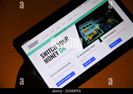 Die Hargreaves Lansdown Website auf einem Tablet gesehen Stockfoto