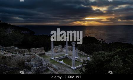 Luftaufnahme der Giannutri Villa Domizia, Italien Stockfoto