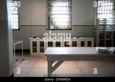 Alcatraz Island, Alcatraz Federal Penitentiary Kleiderkammer. Stockfoto