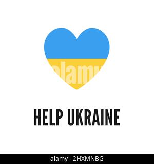 Helft Der Ukraine. Ukrainische Flagge Form des Herzens Konzept des Friedens in der Ukraine Stock Vektor