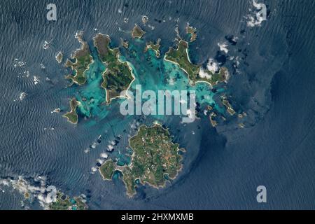 Luftaufnahme der Scilly-Inseln, Cornwall, England Stockfoto