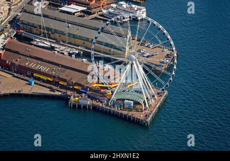 Wasser, seattle, Aussicht, Urlauber, Stadt, Skyline, Attraktion, urban, amerika, Stadtlandschaft, Tourtourismus, uns, angedockt, Unterhaltung, Reisen, Fahrt, Spa Stockfoto