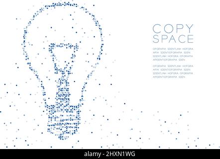 Abstrakt Geometrischer Kreis Punkt Molekül Partikelmuster Glühbirne Form, VR-Technologie kreative Idee Konzept blau Farbe Illustration iso Stock Vektor