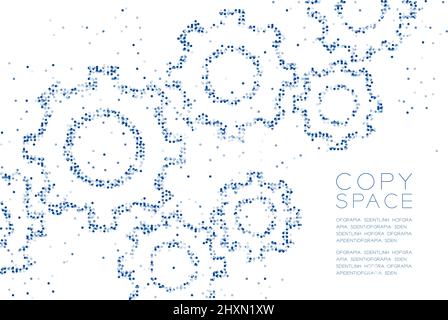 Abstrakt Geometrischer Kreis Punkt Molekül Partikelmuster Engineering Zahnform, VR-Technologie System Konzept Design blau Farbe Illustration isoliert o Stock Vektor