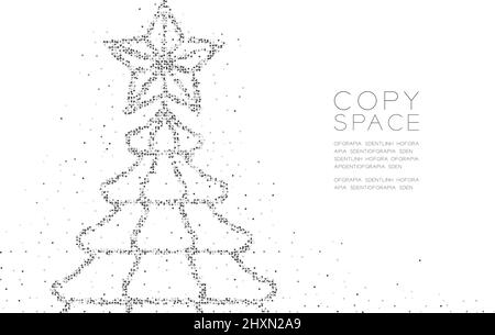 Abstrakt Geometrischer Kreis Punkt Molekül Partikelmuster Weihnachtsbaum Stern Form, VR-Technologie Happy New Year celebration Festival Design schwarz colo Stock Vektor