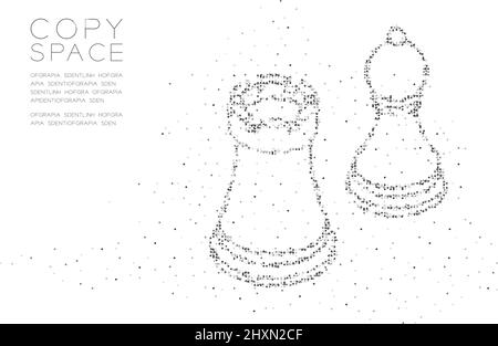 Abstrakt Geometrische Kreis Punkt Molekül Partikel Muster Schach Rook und Bauern Form, VR-Technologie Spiel Strategie Konzept Design schwarze Farbe Illustration Stock Vektor