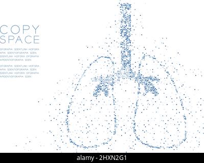 Lungenform abstraktes geometrisches Kreispunktpixelmuster, medizinisches Organ Konzept Design blaue Farbe Illustration isoliert auf weißem Hintergrund mit Stock Vektor