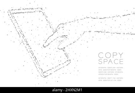 Abstrakt Geometrische Kreis Punkt Molekül Partikel Hand Touchscreen Tablette Form, VR-Technologie Gadget System Konzept Design schwarze Farbe Illustration ist Stock Vektor