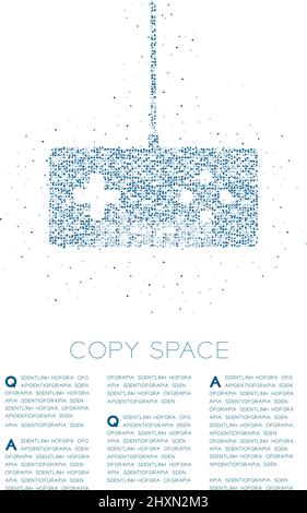 Retro Gamepad oder Joypad Form Particle Geometric Circle Punkt Pixelmuster, Esports Game Controller Design blaue Farbdarstellung auf weißem Hintergrund Stock Vektor