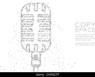 Abstrakt Geometrische Kreis Punkt Pixel Muster Retro Mikrofon, Musikausrüstung Konzept Design schwarze Farbe Illustration auf weißem Hintergrund mit Kopie sp Stock Vektor
