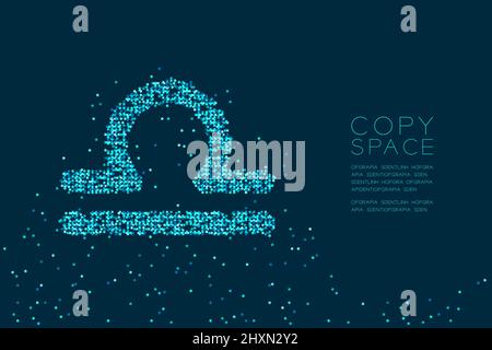Abstrakt Sternmuster Waage Sternzeichen-Form, Sternbild Konzeptdesign blaue Farbdarstellung isoliert auf dunkelblauem Hintergrund mit Kopie sp Stock Vektor
