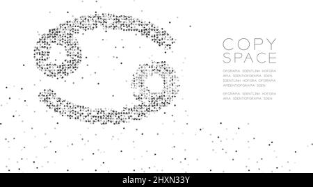 Abstrakt Geometrische Kreis Punkt Pixel Muster Krebs Sternzeichen Form, Sternbild Konzept Design schwarze Farbe Illustration auf weißem Hintergrund w Stock Vektor