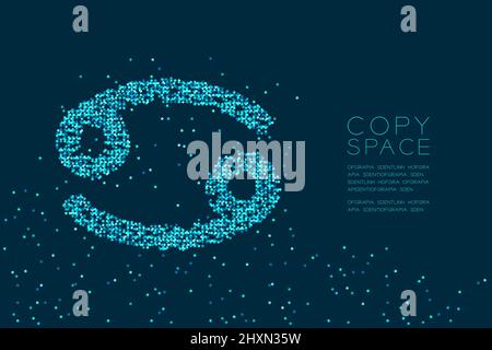 Abstrakt Sternmuster Krebs Sternzeichen Form, Sternbild Konzept Design blaue Farbe Illustration isoliert auf dunkelblauem Hintergrund mit Kopie s Stock Vektor