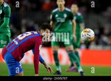 Barcelona, Spanien, 13. März 2022. Gerard Pique (3) vom FC Barcelona während des spanischen La Liga-Spiels zwischen dem FC Barcelona und Osasuna im Camp Nou Stadium. Stockfoto