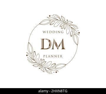 DM Initials Letter Hochzeitslogos Kollektion, handgezeichnete moderne minimalistische und florale Vorlagen für Einladungskarten, Save the Date, elegant Stock Vektor