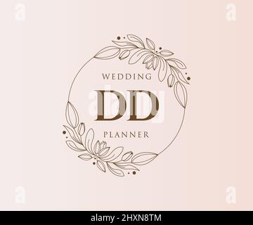 DD Initials Letter Hochzeit Monogram Logos Kollektion, handgezeichnete moderne minimalistische und florale Vorlagen für Einladungskarten, Save the Date, elegant Stock Vektor