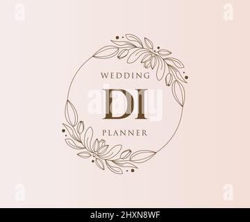 DI Initialen Brief Hochzeit Monogram Logos Kollektion, handgezeichnete moderne minimalistische und florale Vorlagen für Einladungskarten, Save the Date, elegant Stock Vektor