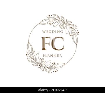 FC Initials Letter Hochzeit Monogram Logos Kollektion, handgezeichnete moderne minimalistische und florale Vorlagen für Einladungskarten, Save the Date, elegant Stock Vektor