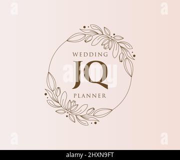 JQ Initials Letter Hochzeit Monogram Logos Kollektion, handgezeichnete moderne minimalistische und florale Vorlagen für Einladungskarten, Save the Date, elegant Stock Vektor