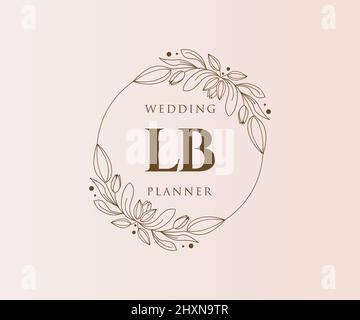 LB Initials Letter Hochzeit Monogram Logos Kollektion, handgezeichnete moderne minimalistische und florale Vorlagen für Einladungskarten, Save the Date, elegant Stock Vektor