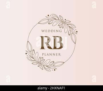 RB Initials Letter Hochzeit Monogram Logos Kollektion, handgezeichnete moderne minimalistische und florale Vorlagen für Einladungskarten, Save the Date, elegant Stock Vektor