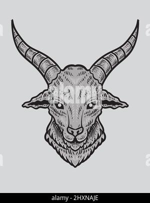 Illustration Ziegenkopf auf weißem Hintergrund Stock Vektor