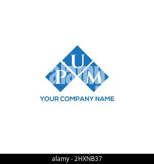 Logo-Design mit PUM-Schriftzug auf weißem Hintergrund. PUM kreative Initialen Buchstaben Logo Konzept. PUM-Buchstabenmuster. Stockfoto
