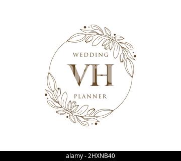 VH Initials Letter Hochzeit Monogram Logos Kollektion, handgezeichnete moderne minimalistische und florale Vorlagen für Einladungskarten, Save the Date, elegant Stock Vektor