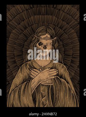 Illustration santa maria Totenkopf mit Gravur Stock Vektor