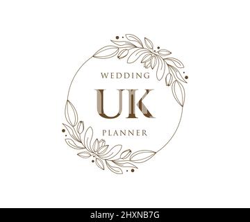 UK Initials Letter Hochzeit Monogram Logos Kollektion, handgezeichnete moderne minimalistische und florale Vorlagen für Einladungskarten, Save the Date, elegant Stock Vektor