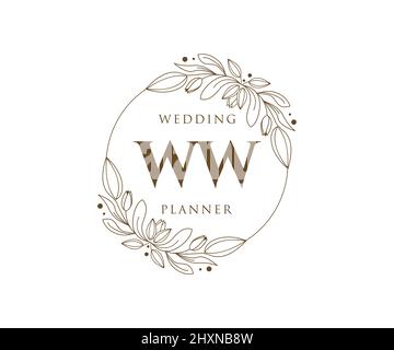 WW Initials Letter Hochzeit Monogram Logos Kollektion, handgezeichnete moderne minimalistische und florale Vorlagen für Einladungskarten, Save the Date, elegant Stock Vektor