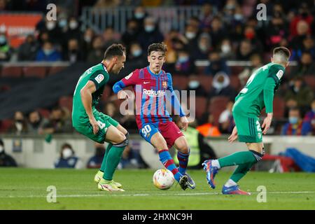 Barcelona, Spanien. 13. März 2022. Gavi (Barcelona) Fußball: Spanisches Spiel 'La Liga Santander' zwischen dem FC Barcelona 4-0 CA Osasuna im Estadio Camp Nou in Barcelona, Spanien. Quelle: Mutsu Kawamori/AFLO/Alamy Live News Stockfoto