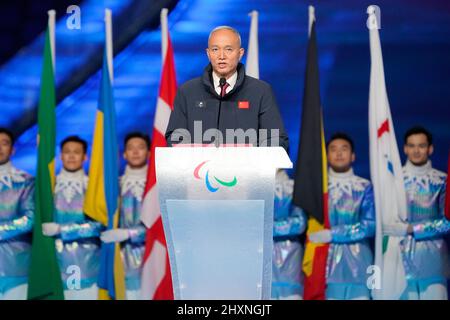 Präsident von BOCOG Cai Qi, 13. MÄRZ 2022: Abschlusszeremonie der Paralympischen Winterspiele 2022 in Peking im Nationalstadion in Peking, China. Kredit: MA SPORT/AFLO/Alamy Live Nachrichten Stockfoto