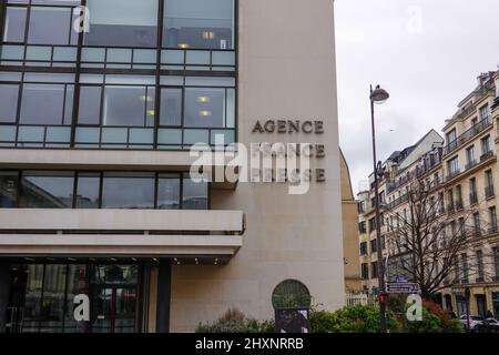 Außenansicht des Gebäudes Agence France Presse, 13 Pl. de la Bourse, 75002 Paris, Frankreich Stockfoto