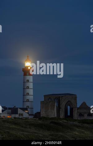 Leuchtturm Saint-Mathieu, Pointe Saint-Mathieu in Plougonvelin, Finistere, Frankreich Stockfoto