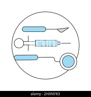 Symbol für runde Schablone für Zahnarztwerkzeuge. Flache Abbildung Stockfoto
