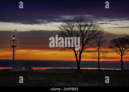 Lever de Soleil, Saint Valery sur Somme, baie de Somme Stockfoto