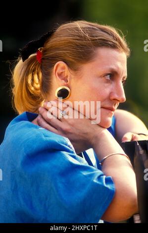 Caryl Churchill zu Hause in London 1988 Stockfoto