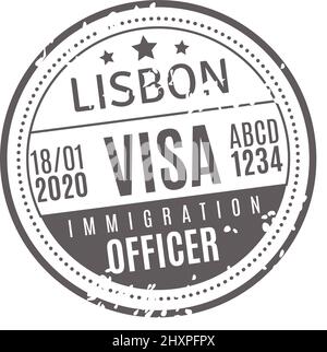 Lissabon-Visum. Runder Grunge-Passstempel Stock Vektor