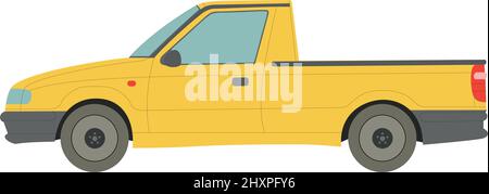 Großer gelber Pickup-LKW isoliert auf weißem Hintergrund - Vektor-Illustration Stock Vektor