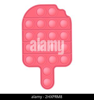 Pop it korallenrosa Eis für einen Valentinstag als modisches Silizium-Fidget-Spielzeug. Süchtig Anti-Stress niedliches Spielzeug in Pastellfarben. Bubble popit für Stock Vektor