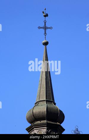 Clocher à Bulbe. Architecte : Claude Amoudrus. Eglise Saint-Gervais-et-Protais. Saint-Gervais-les-Bains. Haute-Savoie. Auvergne-Rhône-Alpes. Frankreich. Stockfoto