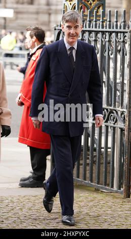 Jacob Rees-Mogg, Minister für Brexit-Chancen, kommt am Commonwealth Day beim Commonwealth Service in Westminster Abbey in London an. Bilddatum: Montag, 14. März 2022. Stockfoto