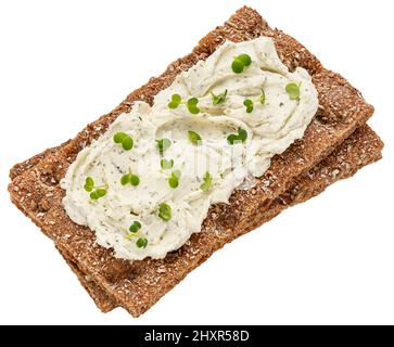 Roggen-Knäckebrot isoliert auf weißem Hintergrund Stockfoto