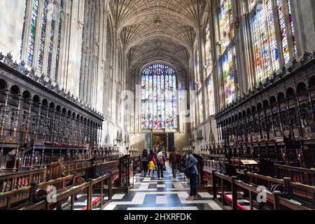 Innenraum der King's College Chapel an der Cambridge University, Cambridge, Großbritannien Stockfoto