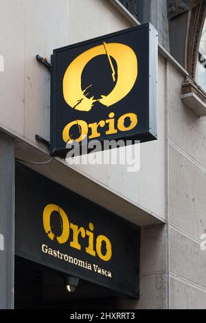 VALENCIA, SPANIEN - 10. MÄRZ 2022: Orio ist ein baskisches Restaurant. Es gehört zur Sagardi Group Stockfoto