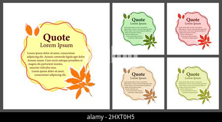 Satz von verschiedenen farbigen Angebotsblöcken für Aussagen oder Kommentare. Stock Vektor