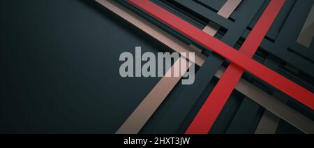 Abstrakte Liniendarstellung in rot, grau und schwarz Stockfoto